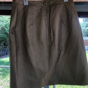 Brown Metallic Leather Skirt